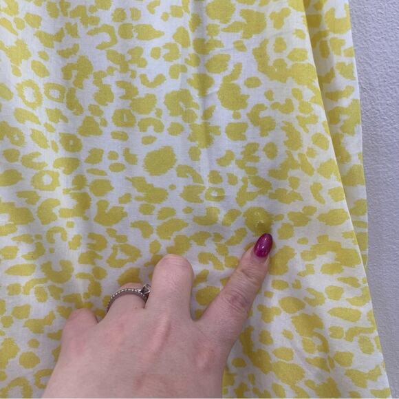 Du Paradis Yellow Animal Print Cotton Voile Midi Sundress XS Fit Flare Summer - Picture 11 of 11